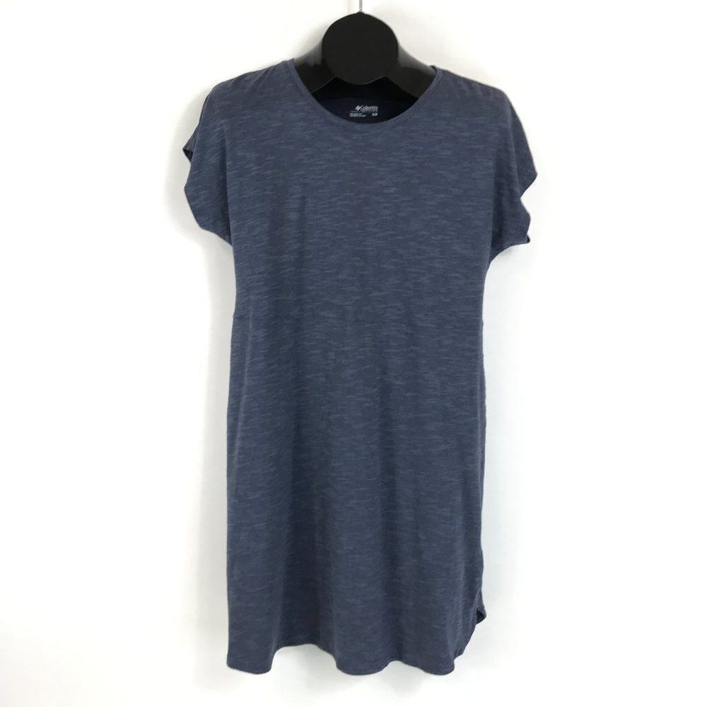 Columbia Active Shirt Dress Women's Medium Blue Crew Neck Short Sleeve Outdoor